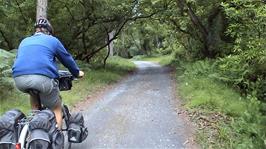 Starting out along the 1.6 mile track climb to Mountain Lodge Youth Hostel in the  Galty Mountains, 46.6 miles into the ride